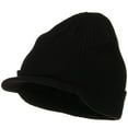 thumbnail image 1 of Big Knit Ribbed Beanie with Visor - Black XL-3XL, 1 of 5