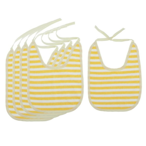 Big Large Bibs - 5 Pieces - Extra Large Coverage - Soft Drool Absorbing, Easy to Wash, Toddlers, Big Kids, Adults - Stripes Prints - Yellow