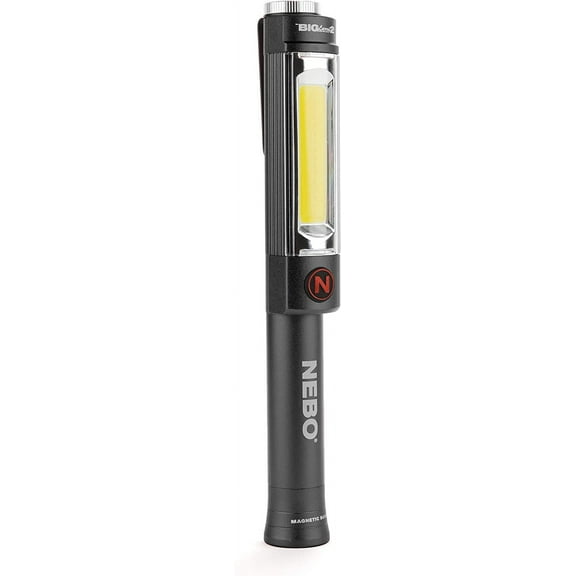 Big Larry 2 Work Light | 500 Lumens, 4 Modes, Magnetic LED Flashlight & Portable COB Task Lamp, Battery Powered, Pocket Clip, Water Resistant, Includes 3x AA Batteries Storm Gray