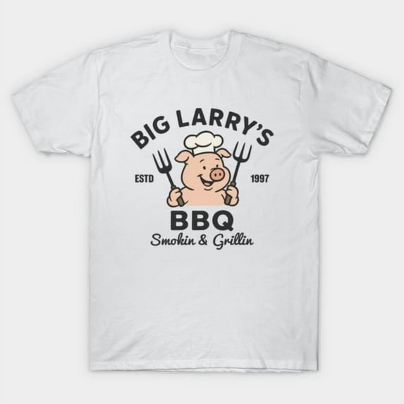 Big Larry's BBQ Happy Pig Chef Funny Barbecue Grill Master Smoker Cookout New Unisex T-Shirt, Up to size 5XL