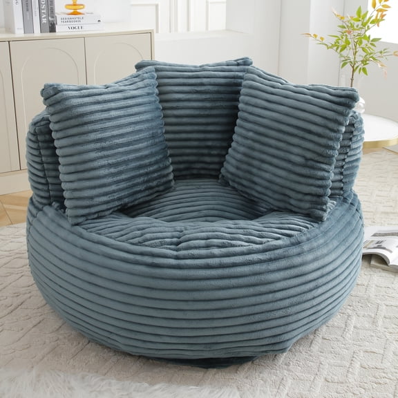 Big Lazy Sofa Chair for Adults and Kids, Corduroy Oversized Bean Bag Couch with Filling, Soft High Back Floor Lounge Sofa for Living Room, Bedroom, Gaming Corner