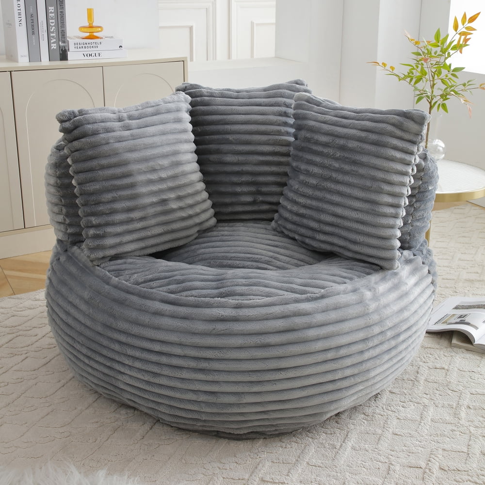 Big Lazy Sofa Chair for Adults and Kids, Corduroy Oversized Bean Bag Couch with Filling, Soft High Back Floor Lounge Sofa for Living Room, Bedroom, Gaming Corner