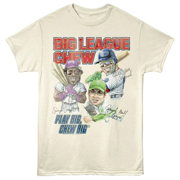 Big League Chew Player Flavors Men's T Shirt (Ivory, AdultXL)