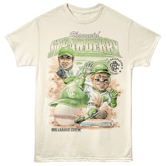Big League Chew Stealin Slammin Strawberry Men's T Shirt (Ivory, AdultS)
