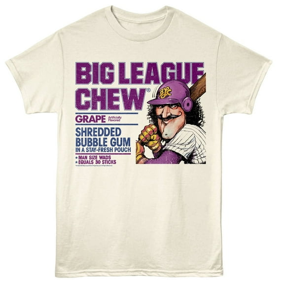 Big League Chew Grape Shredded Bubble Gum Men's T Shirt (Ivory, Adult2XL)