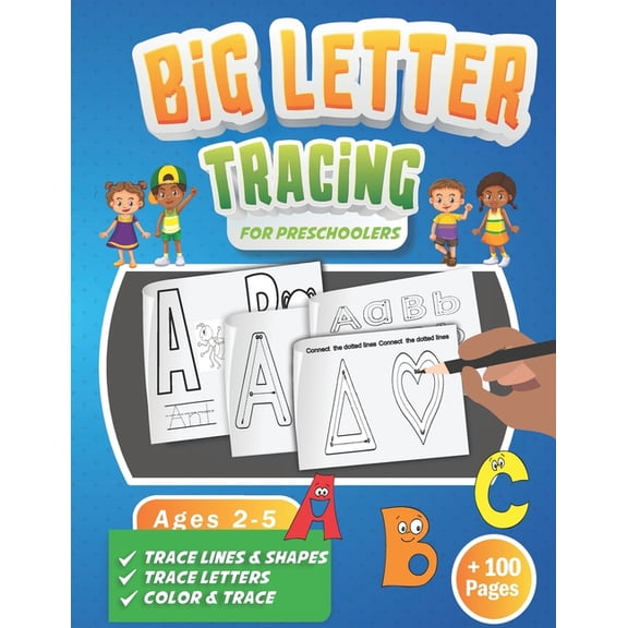 Big Number & Letter Tracing Book for Pre Big Letter Tracing for Preschoolers: A Fun Workbook to Practice Handwriting for Kids Ages 2-5 Trace Big Letters, Upperca, (Paperback)