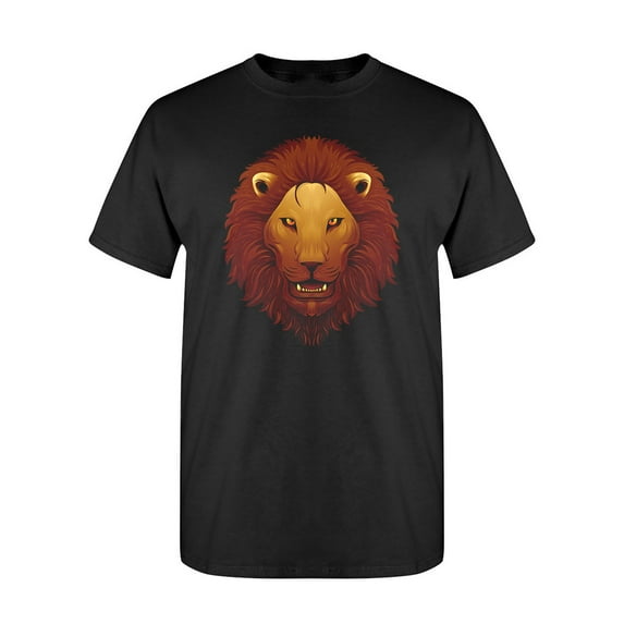 Big Lion Head Graphic T-Shirt Men -Image by Shutterstock, Male Large