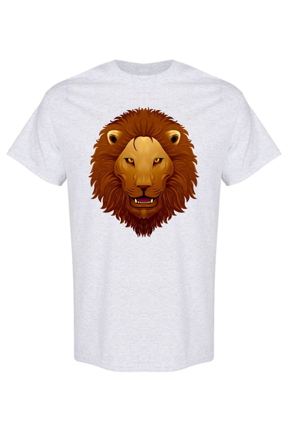 Big Lion Head Graphic T-Shirt Men -Image by Shutterstock, Male Small