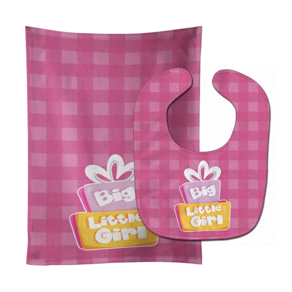 Big Little Girl Baby Bib and Burp Cloth