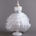 thumbnail image 1 of Big Little Girls' Mesh Tull Dress Sleeveless Flower Party Ball Gown Children Train Skirt Cake Princess Dress Girl Bowknot Puffy Gown Dress White 8-9 Years, 1 of 8