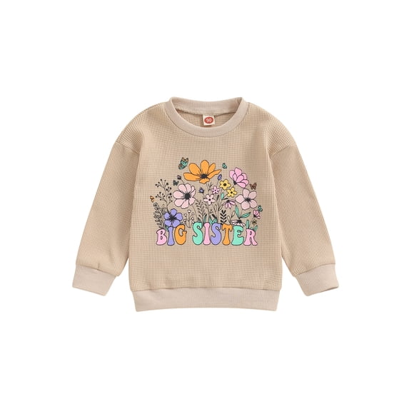 Big Little Sister Matching Outfits Toddler Baby Girls Long Sleeve Flower Print Romper/Shirts Pullover Tops Fall Clothes