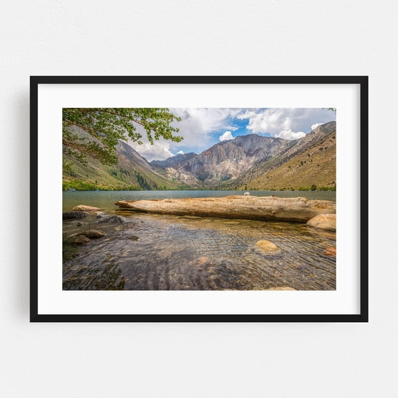 Big Log - Convict Lake - California Photography Nature Lake Scenic Mountain Water Landscape Summer Black Framed Wall Art Print 5 x 7 inches