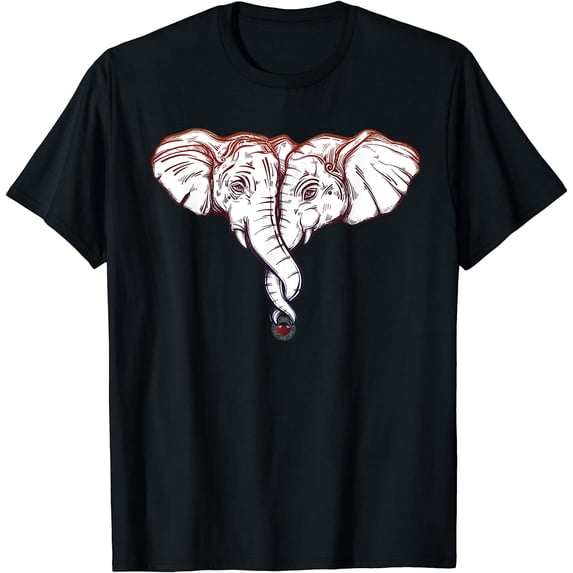 Big Love Tshirt - Elephant Valentine Boho Friendship Tee Black 4X-Large