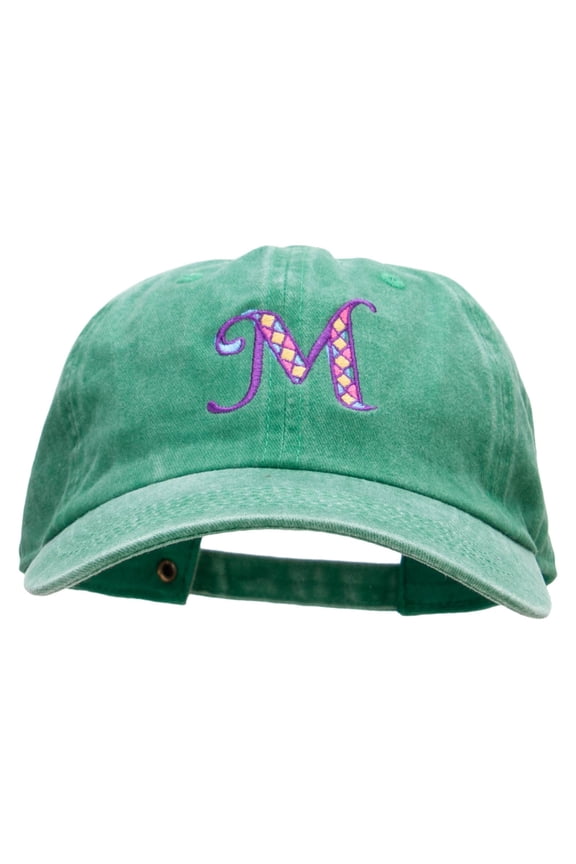 Big M Mardi Embroidered Unstructured Pigment Dyed Cotton Cap - Kelly Green OSFM