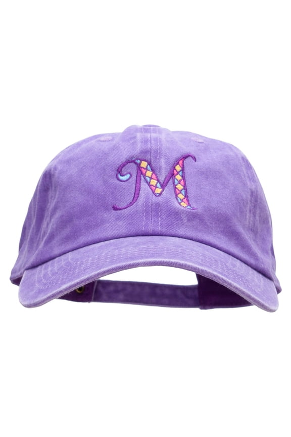 Big M Mardi Embroidered Unstructured Pigment Dyed Cotton Cap - Purple OSFM