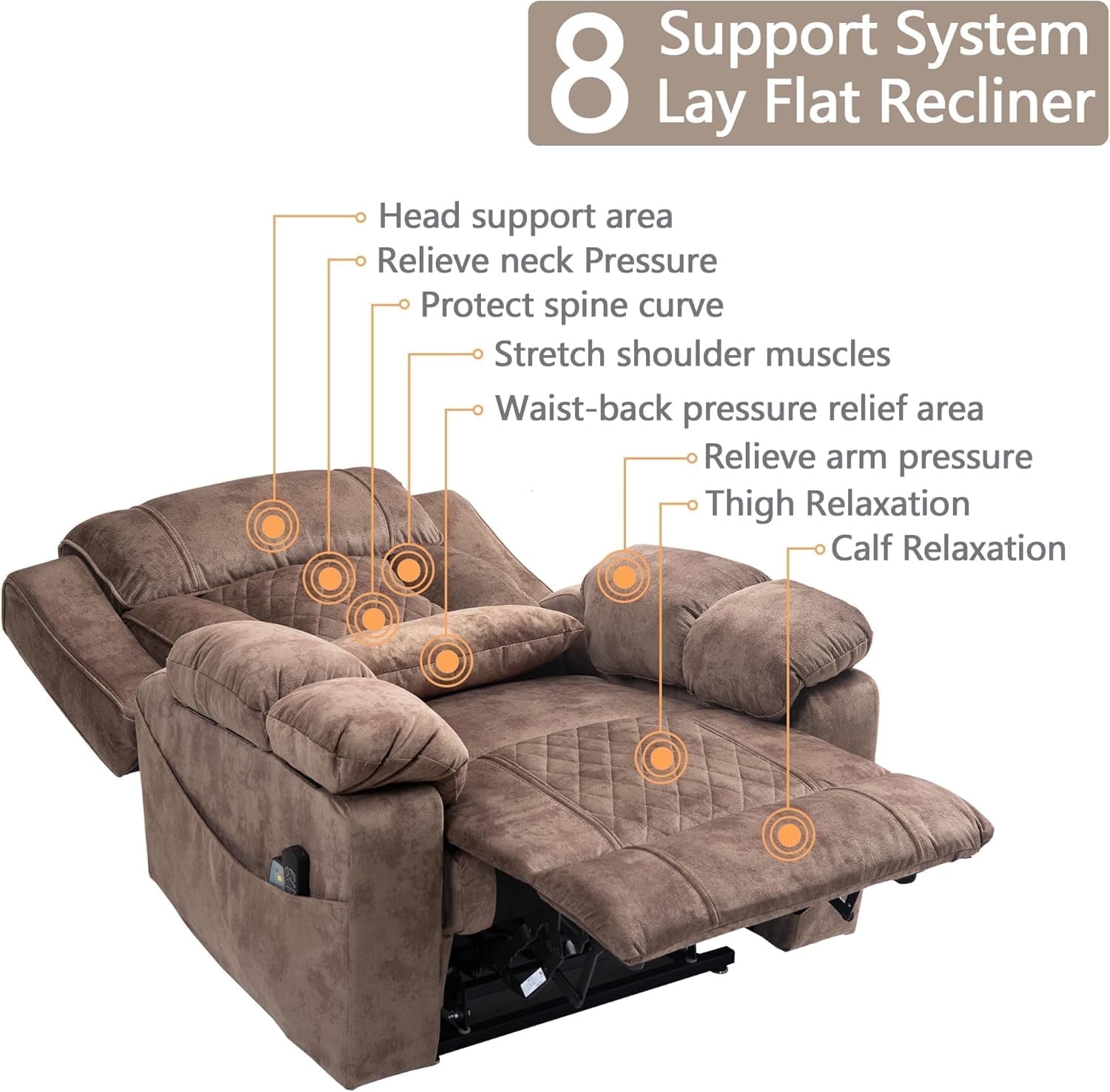 Big Man Power Lay Flat Lift Chair Oversized Recliner Dual Motor Heat ...