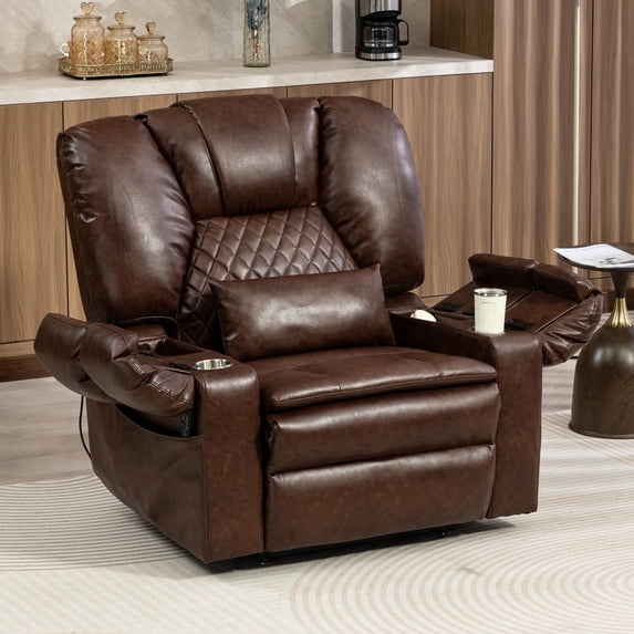 Air Compression Massage Recliner Power Lift Chair for Elderly Adults Big Man Recliners 400 lbs with Heat Arm Storgage Cup Holders Lay Flat Power Recliner with USB Type-C