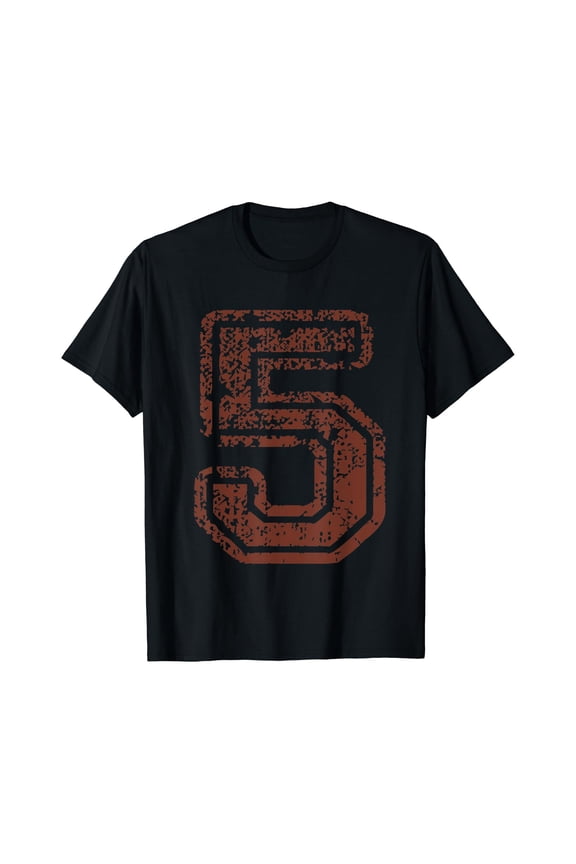 Big Maroon Number 5 Five Grunge Distressed Design T Shirt, Unisex T-Shirt