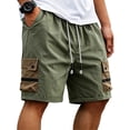 thumbnail image 1 of Big Men's 7-Inch Cargo Shorts, Elastic Waist Drawstring Outdoor Fishing Shorts with Multi Flap Pockets, Lightweight Quick Dry Casual Work Shorts for Men Size M-8XL Army Green, 1 of 4