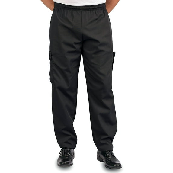Big Men's Black Cargo Style Chef Pant