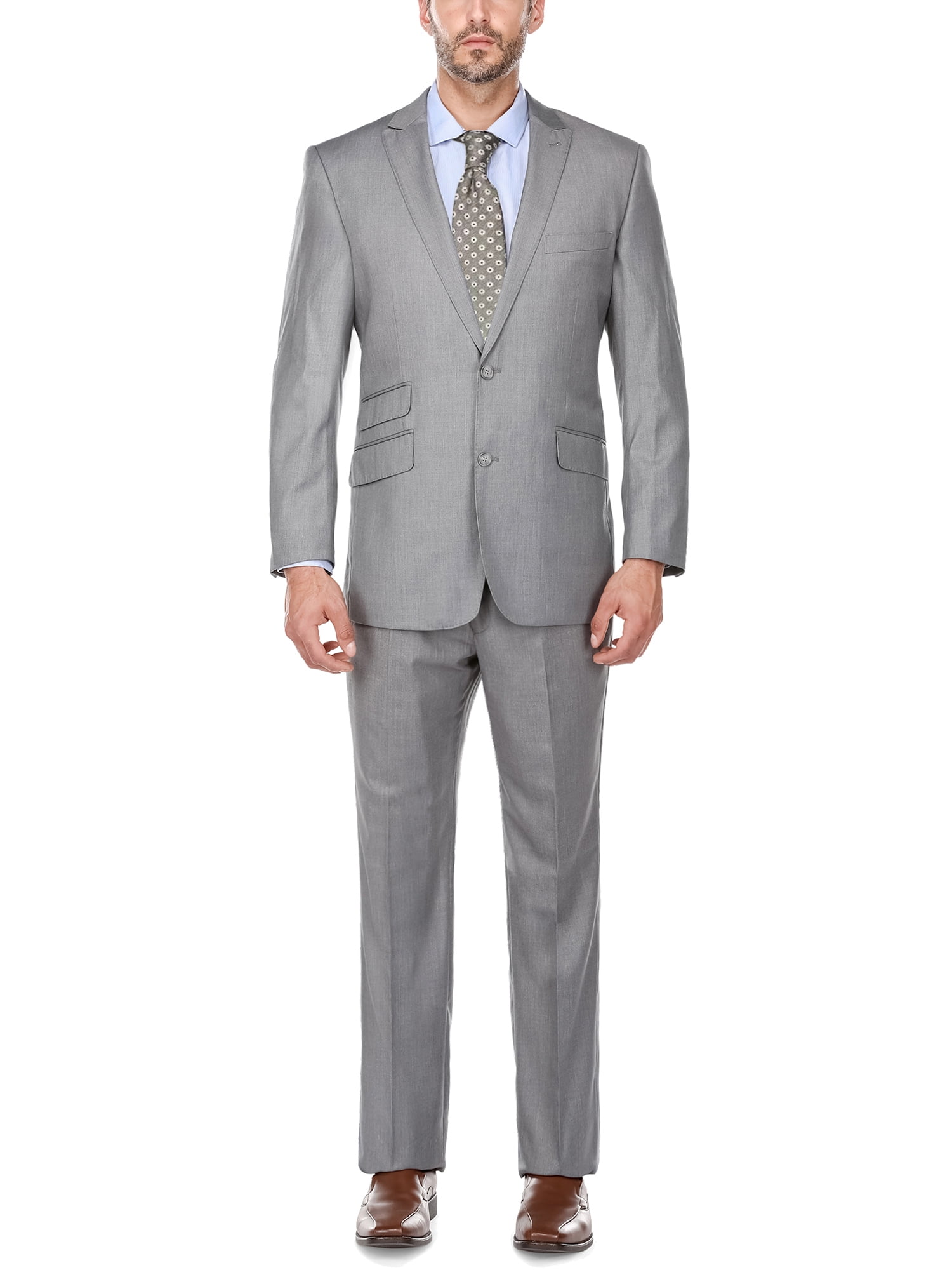 Big Men' s Charcoal Grey Peak Lapel Classic Fit Two Piece Suit