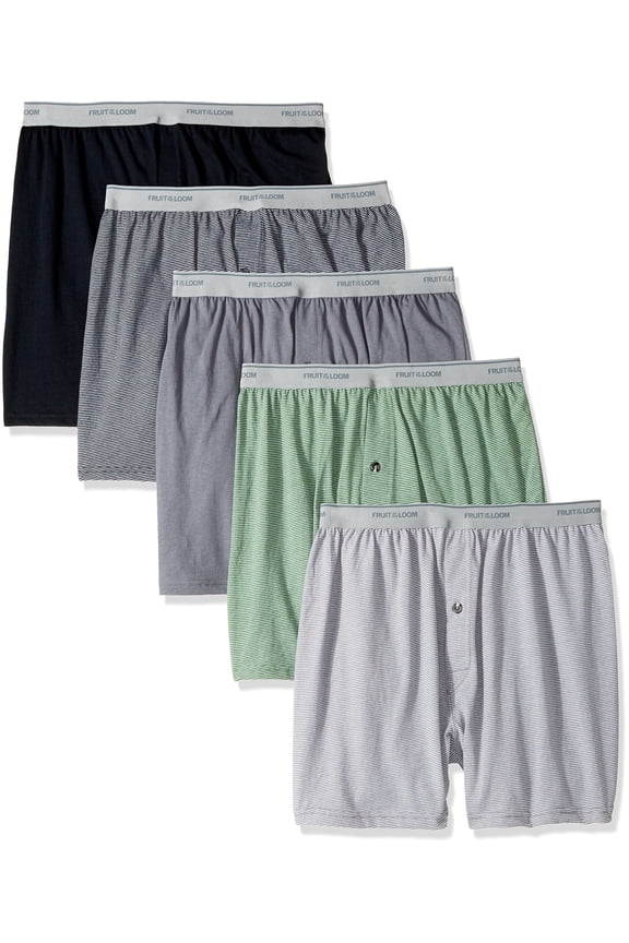 Big Men's Exposed Waistband Knit Boxers, 5 Pack