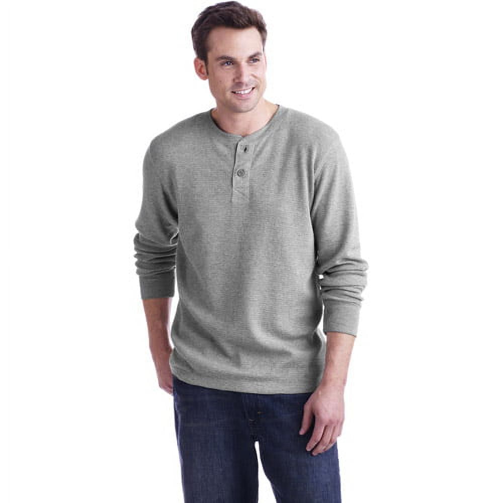 Big Men s Faded Glory Thermal Henley Tee Walmart
