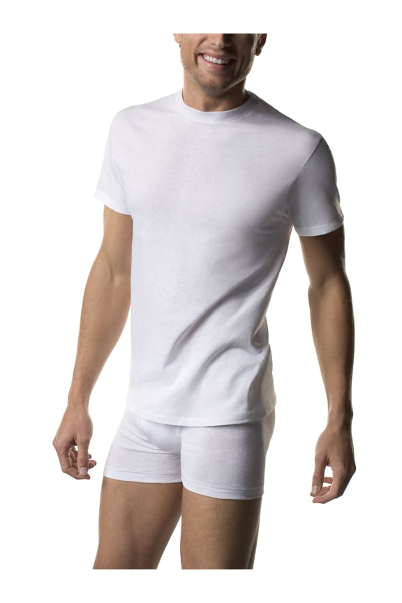 Big Men's FreshIQ ComfortSoft White Crew Neck T-Shirt 5-Pack