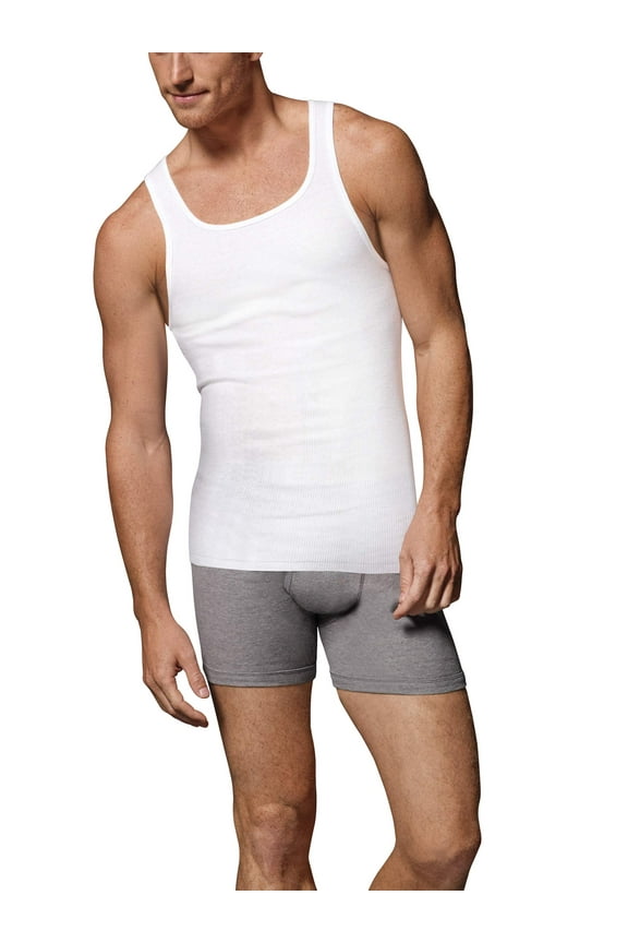Big Men's FreshIQ ComfortSoft White Tagless Tank 5-Pack