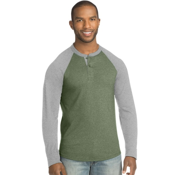 Big Men's FreshIQ X-Temp Colorblock Long-Sleeve Raglan Henley Tee