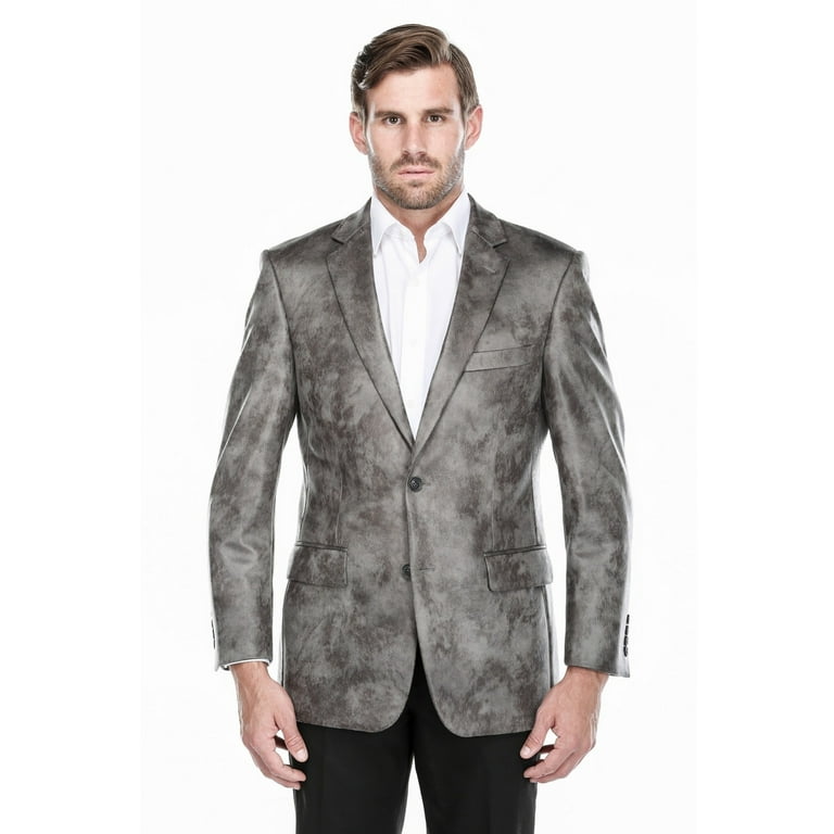 Big Men's Grey Faux Suede Classic Fit Italian Styled Blazer