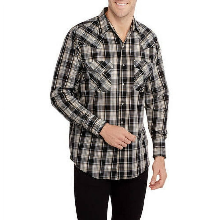 Big Men s Long Sleeve Easy Care Plaid Western Shirt
