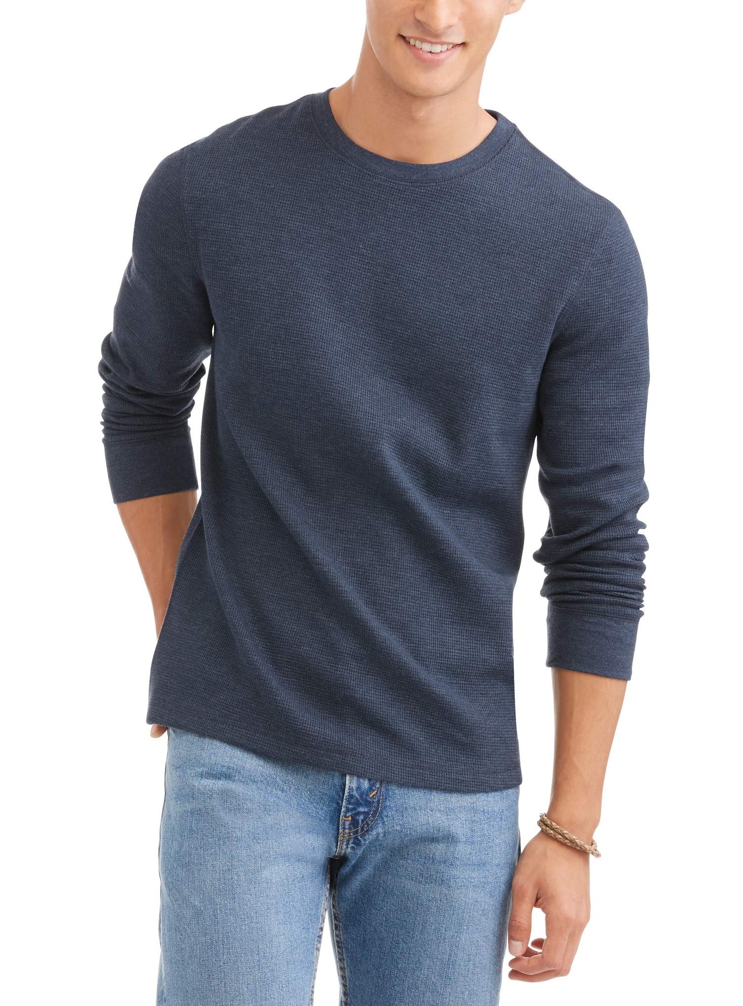 Crew Neck Faded Glory Men's Long Sleeve Thermal Henley Faded