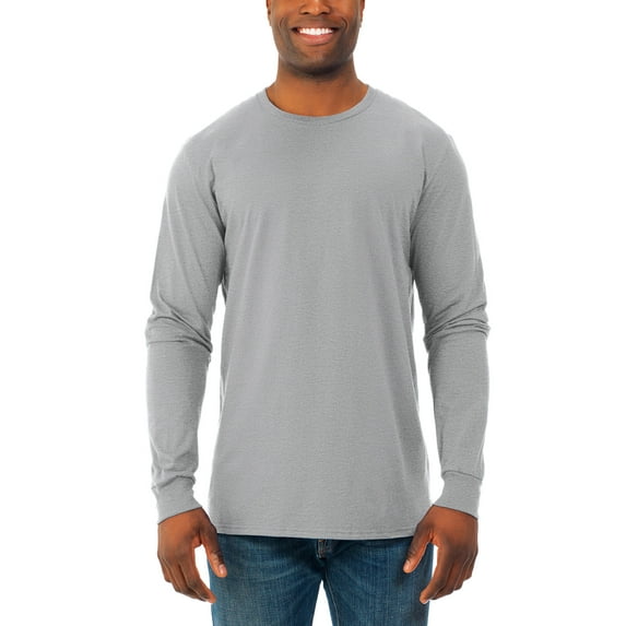 Big Men's Soft Long Sleeve Lightweight Crew T Shirt, 2 Pack
