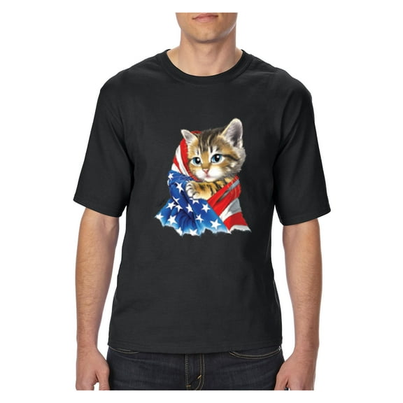 Big Men's T-Shirt - American Flag 4th of July Kitty