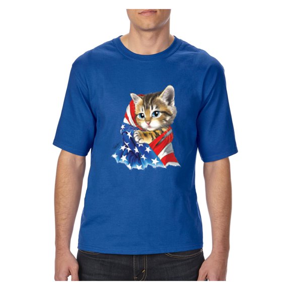 Big Men's T-Shirt - American Flag 4th of July Kitty