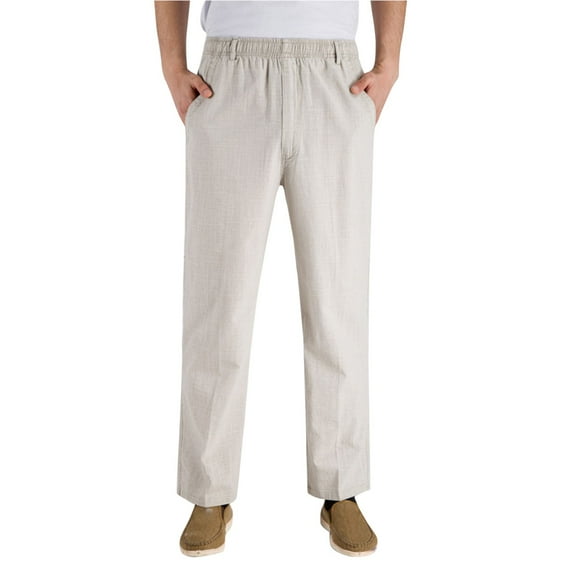 Big Mens Casual Pants 4x-5x Relaxed Fit Lounge Pants Straight Leg Pleated Slacks Summer Beach Trousers