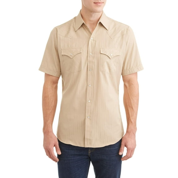 Big Mens Short Sleeve Tone On Tone Western