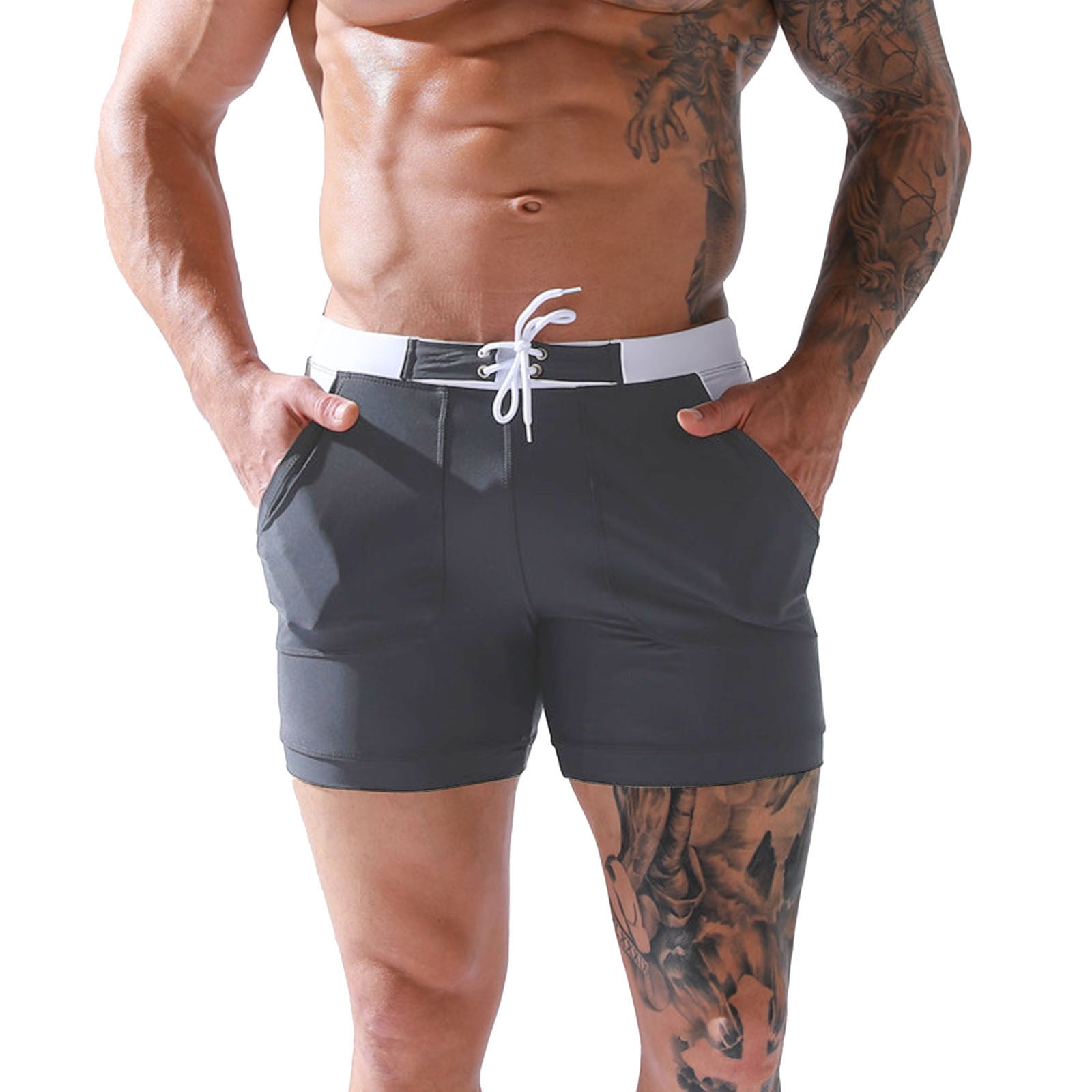 Big Mens Swim Trunks FormPocket Tether Flat AngleFitting Men's