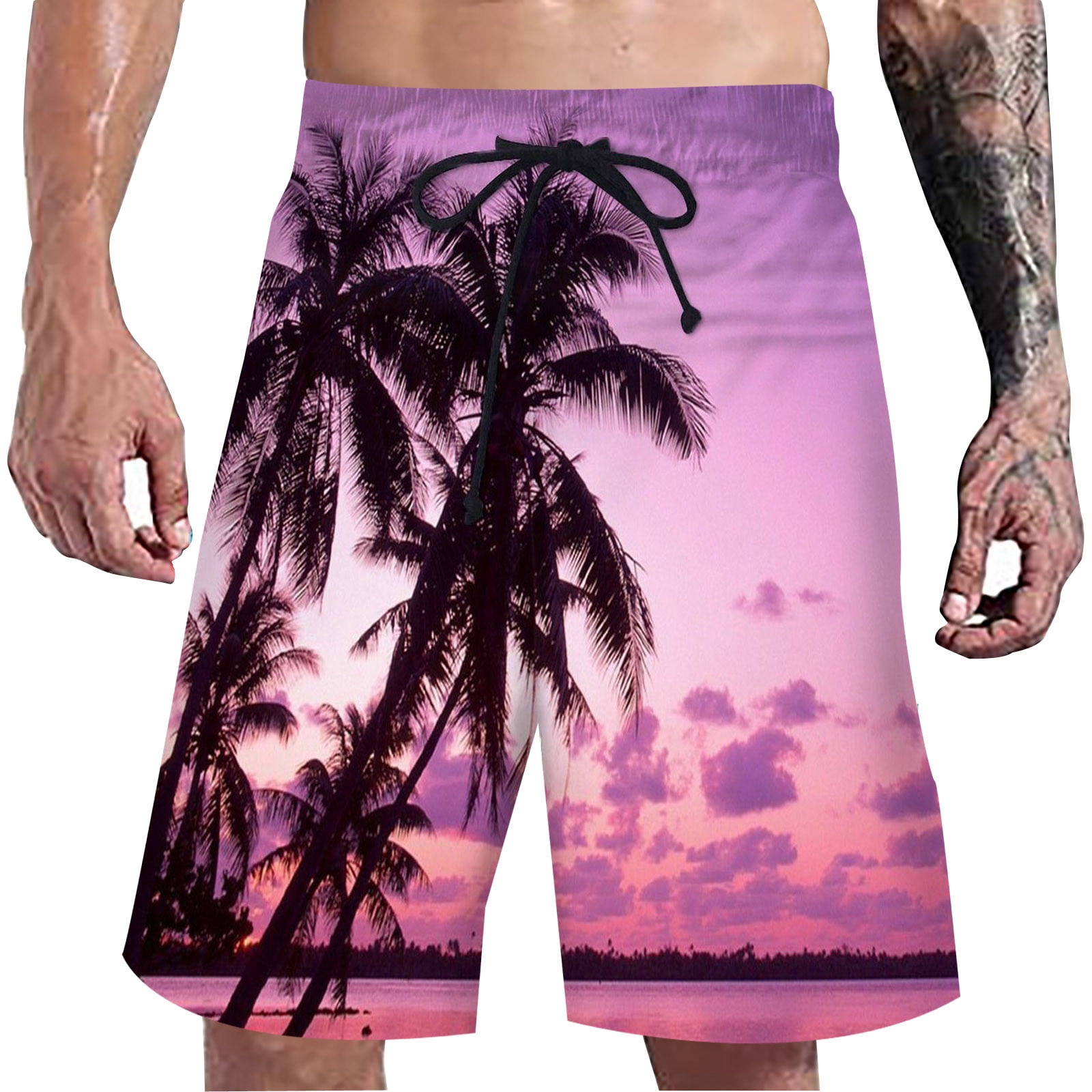 Big Mens Swim Trunks TruePrinted Hawaiian Leisure Resort Loose SwimTo