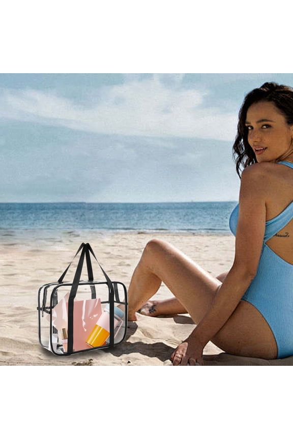 Big Mesh Beach Tote Bag - Sandproof Dry Wet Separation Swim Pool Bag, Heavy Duty Ripstop Polyester, Large Capacity Grocery Storage Net Bag for Travel, Black