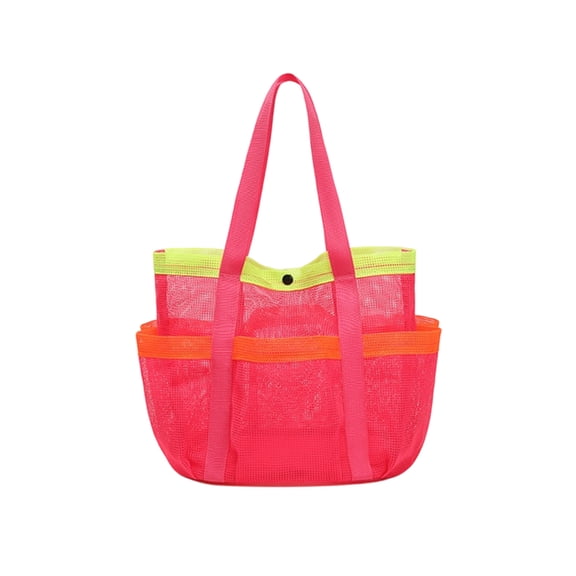 Big Mesh Beach Tote with Outer Pockets Nylon Swim Bag for Wet Dry Clothes Summer Travel Gym Laundry Storage Handbag