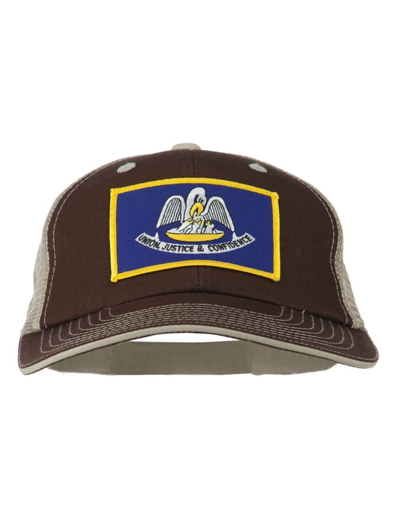 Big Mesh State Louisiana Patch Cap - Brown Beige XL-3XL