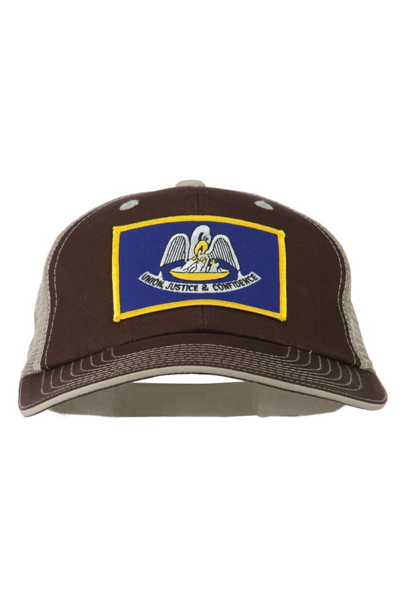 Big Mesh State Louisiana Patch Cap - Brown Beige XL-3XL