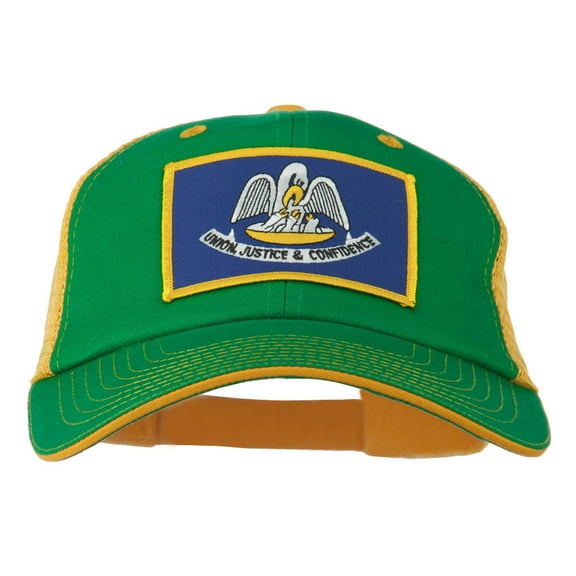 Big Mesh State Louisiana Patch Cap - Kelly Gold XL-3XL