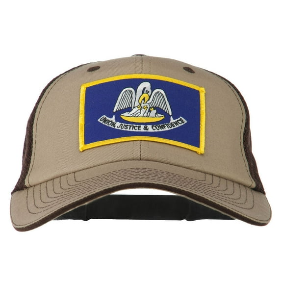 Big Mesh State Louisiana Patch Cap - Khaki Brown XL-3XL