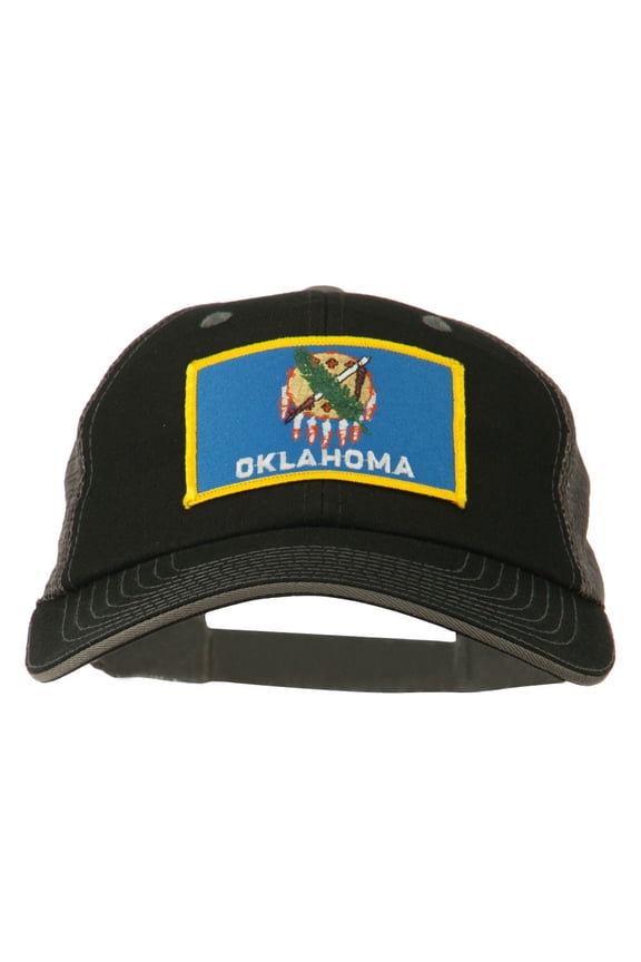 Big Mesh State Oklahoma Patch Cap - Black Grey XL-3XL