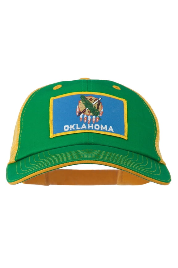 Big Mesh State Oklahoma Patch Cap - Kelly Gold XL-3XL