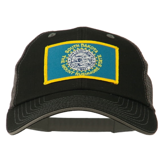 Big Mesh State South Dakota Patch Cap - Black Grey XL-3XL