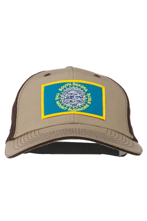 Big Mesh State South Dakota Patch Cap - Khaki Brown XL-3XL